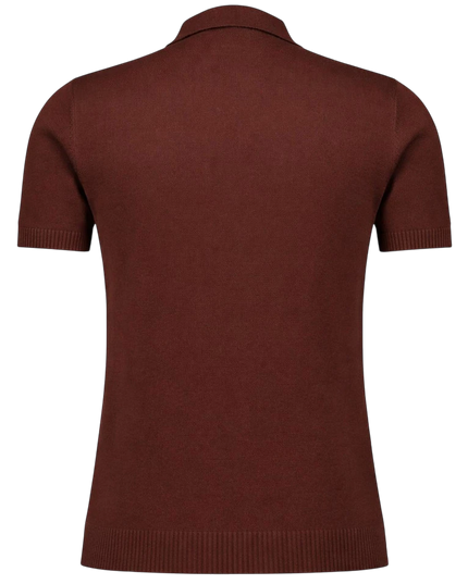 MADCAP Harlem Big Collar Rib Stripe Mod Knit Polo Top, Potting Soil