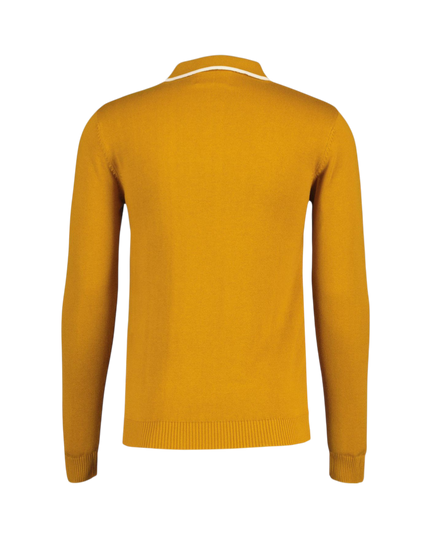 Junot Mod Waffle Stripe Panel Knit Polo Buckthorne