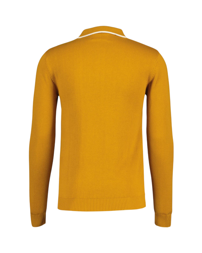 Junot Mod Waffle Stripe Panel Knit Polo Buckthorne