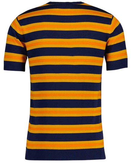 MADCAP KINGSNAKE KNIT STRIPE TEE, NAVY, ORANGE & YELLOW