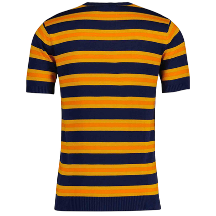 MADCAP KINGSNAKE KNIT STRIPE TEE, NAVY, ORANGE & YELLOW