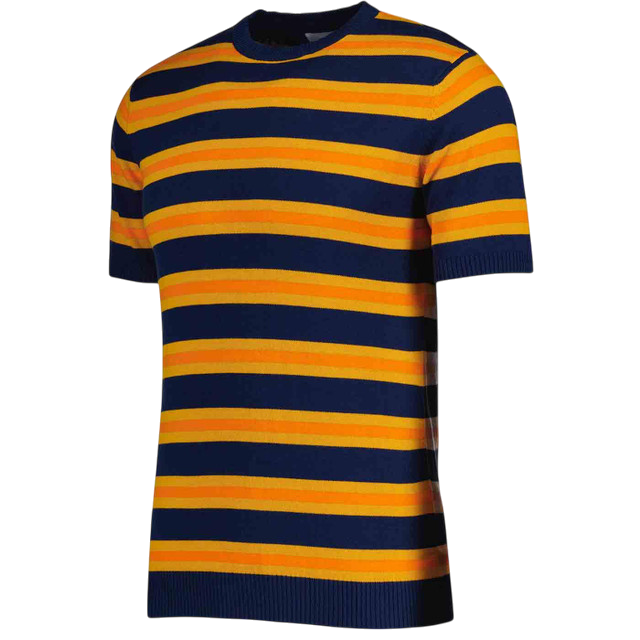 MADCAP KINGSNAKE KNIT STRIPE TEE, NAVY, ORANGE & YELLOW