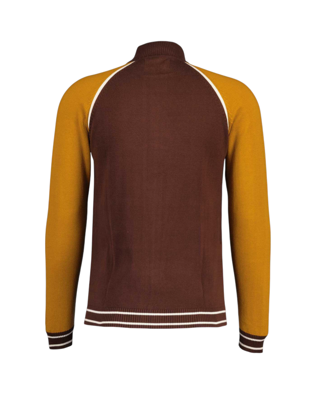 Fuller Retro Colour Block Raglan Sleeve Knitted Track Top
