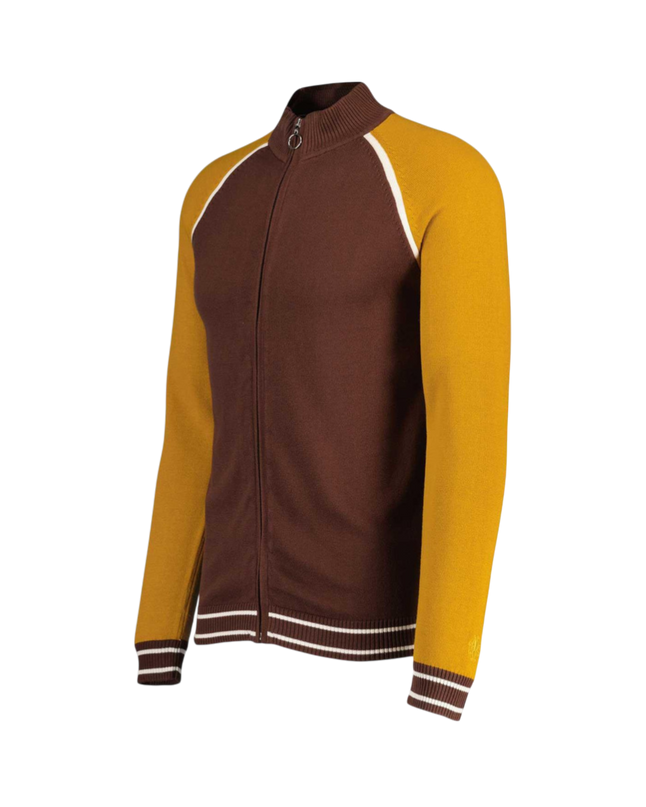 Fuller Retro Colour Block Raglan Sleeve Knitted Track Top
