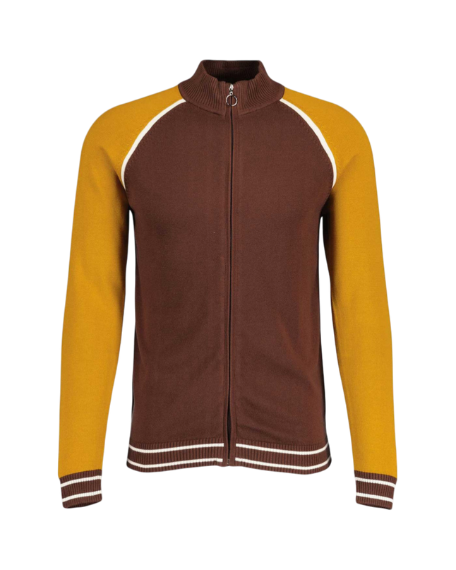 Fuller Retro Colour Block Raglan Sleeve Knitted Track Top