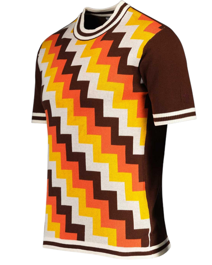 Rainmaker Retro 70s Step Jacquard Knit Tee in Potting Soil