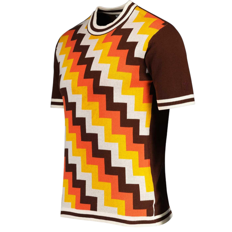 Rainmaker Retro 70s Step Jacquard Knit Tee in Potting Soil