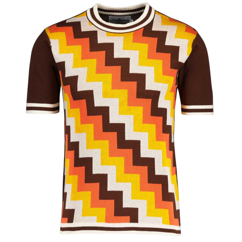 Rainmaker Retro 70s Step Jacquard Knit Tee in Potting Soil