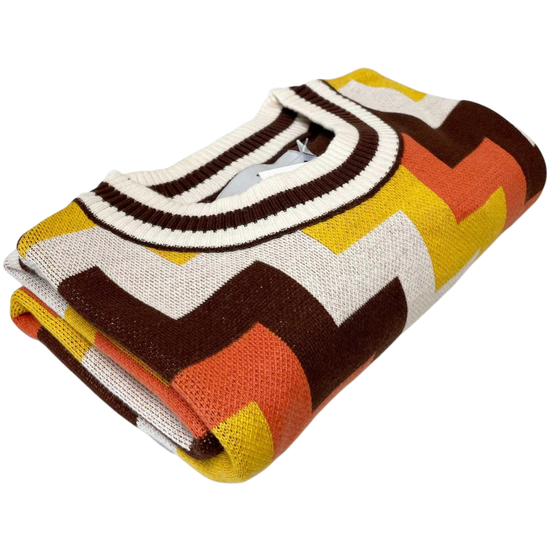 Rainmaker Retro 70s Step Jacquard Knit Tee in Potting Soil