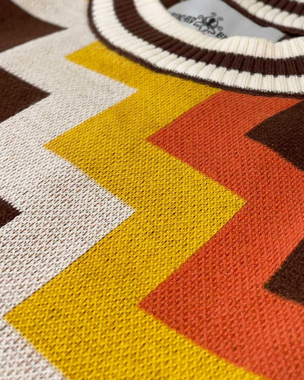 Rainmaker Retro 70s Step Jacquard Knit Tee in Potting Soil