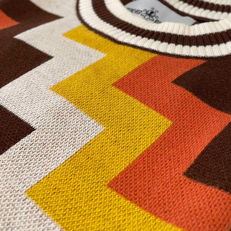 Rainmaker Retro 70s Step Jacquard Knit Tee in Potting Soil