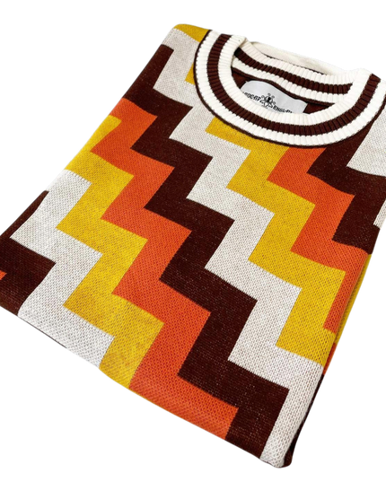 Rainmaker Retro 70s Step Jacquard Knit Tee in Potting Soil