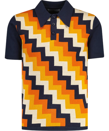 MADCAP STEP ON MEN'S POLO DE PUNTO RETRO MOD, AZUL MARINO