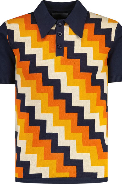 MADCAP Step On Men's Retro Mod Knitted Polo, Navy Blazer