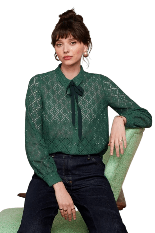 King Louie Maisie Blouse Artiste Lace, Amazon Green