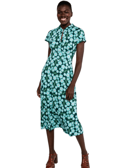 BLUTSGESCHWISTER Midi Dress Now We Are Talking Ease, in springy glade