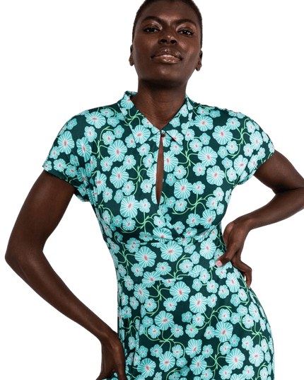 BLUTSGESCHWISTER Midi Dress Now We Are Talking Ease, in springy glade