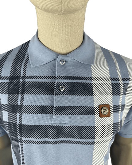 TROJAN Oversize Check Panel Polo Sky