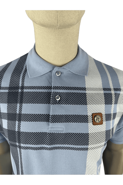TROJAN Oversize Check Panel Polo Sky