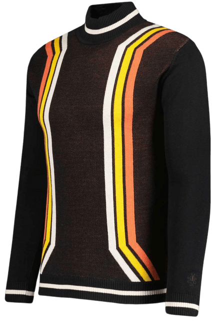 MADCAP Pirelli 60s Mod Textured Knit Mock Turtleneck Jumper in Black
