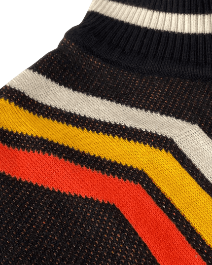 Pirelli 60s Mod Textured Knit Mock Turtleneck Jumper in Black