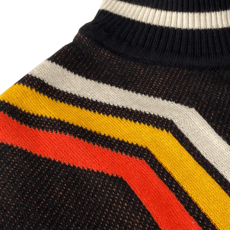 Pirelli 60s Mod Textured Knit Mock Turtleneck Jumper in Black