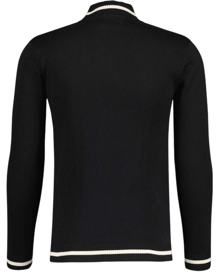 Pirelli 60s Mod Textured Knit Mock Turtleneck Jumper in Black
