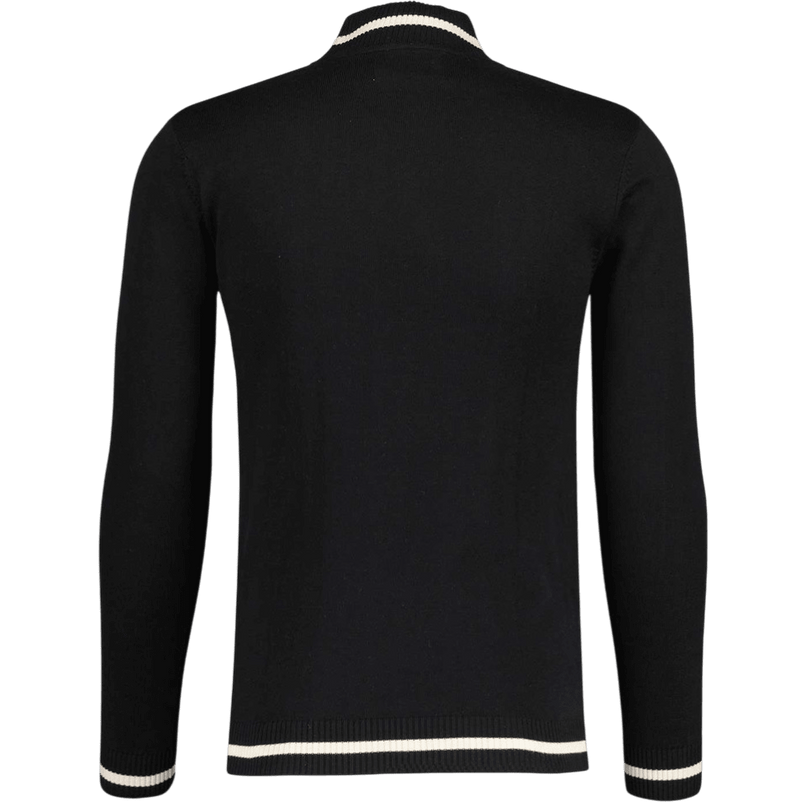Pirelli 60s Mod Textured Knit Mock Turtleneck Jumper in Black