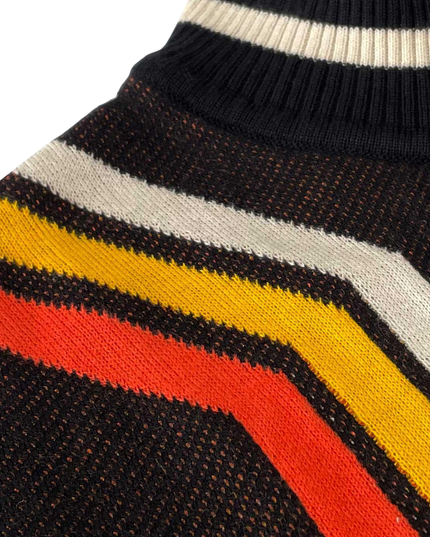 Pirelli 60s Mod Textured Knit Mock Turtleneck Jumper in Black