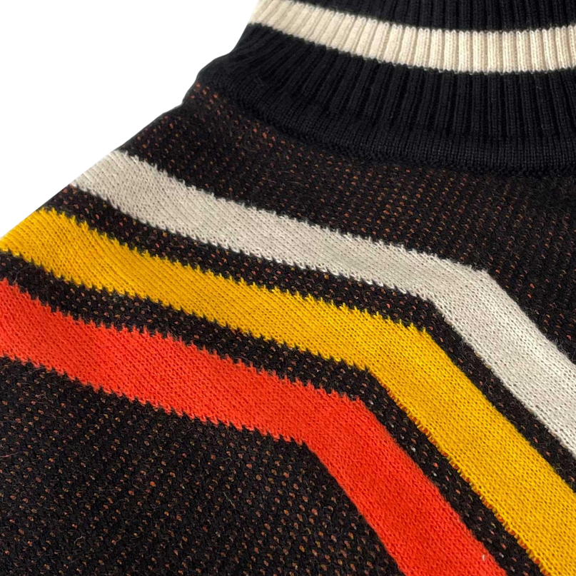 Pirelli 60s Mod Textured Knit Mock Turtleneck Jumper in Black