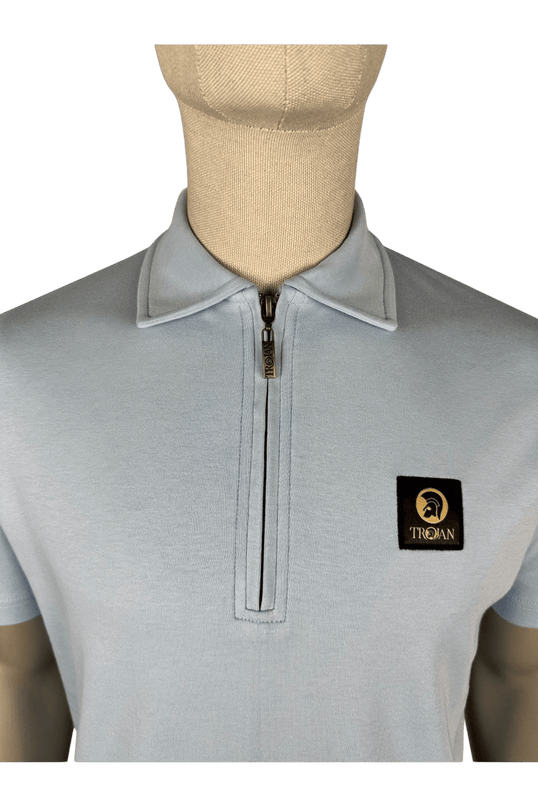 Plain Badged Zip Polo