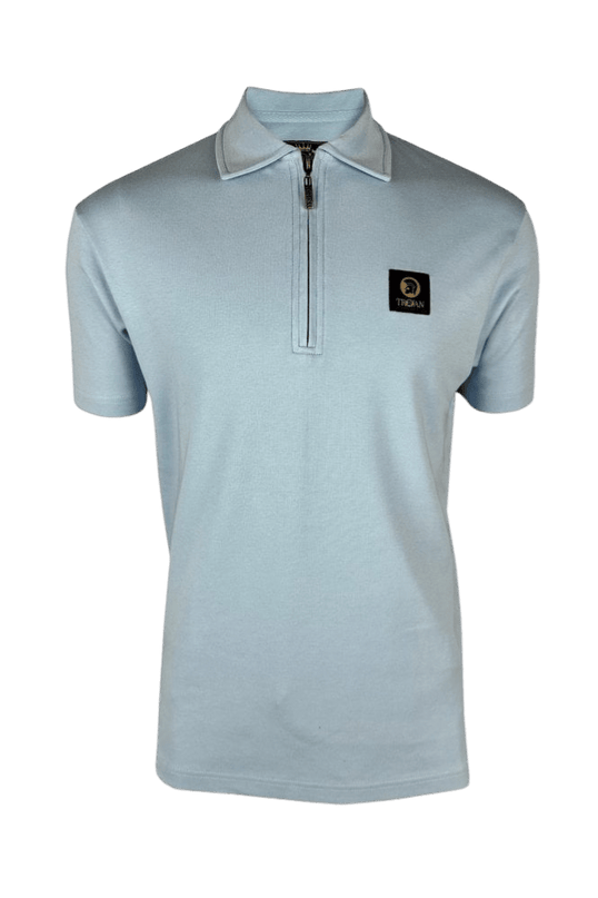 Plain Badged Zip Polo
