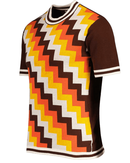 Rainmaker Retro 70s Step Jacquard Knit Tee in Potting Soil