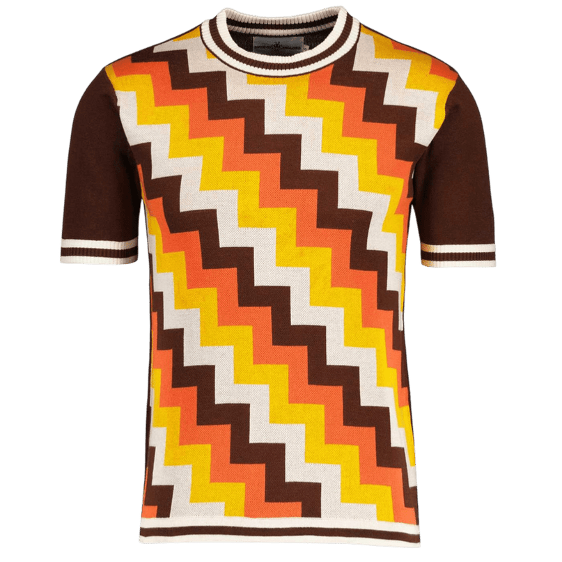 T-shirt Rainmaker Retro anni '70 a jacquard step in Potting Soil