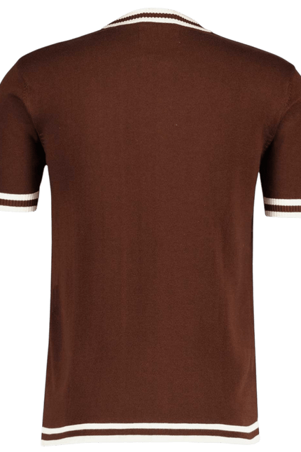 T-shirt tricoté jacquard à motifs rétro 70s Rainmaker couleur terre