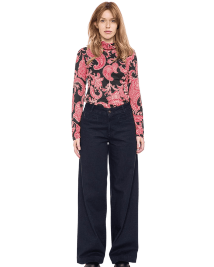 Rolli top met col, zwart