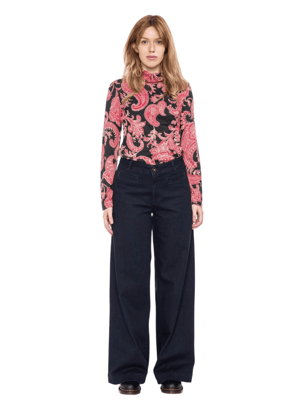 Rolli top met col, zwart