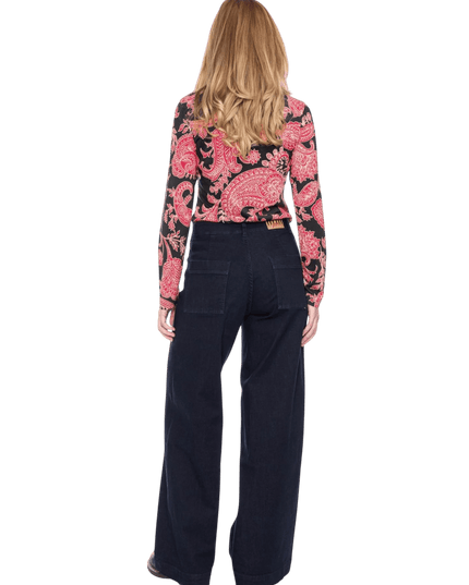 Rolli top met col, zwart