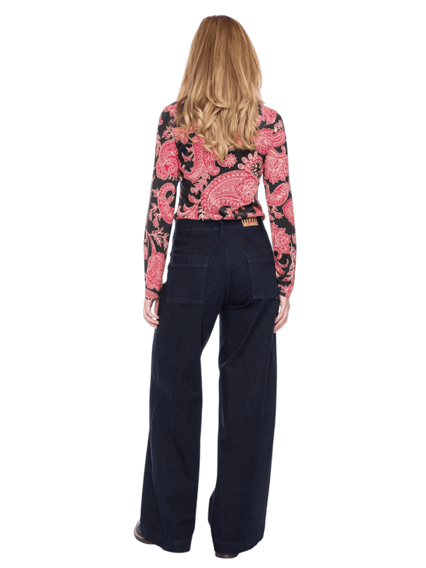 Rolli top met col, zwart