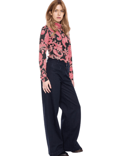 Rolli top met col, zwart