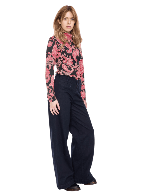 Rolli top met col, zwart