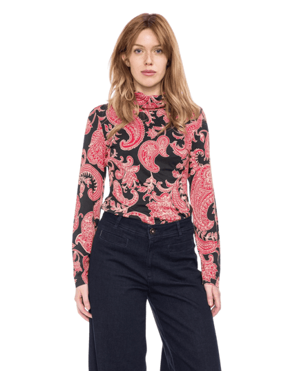 Rolli top met col, zwart