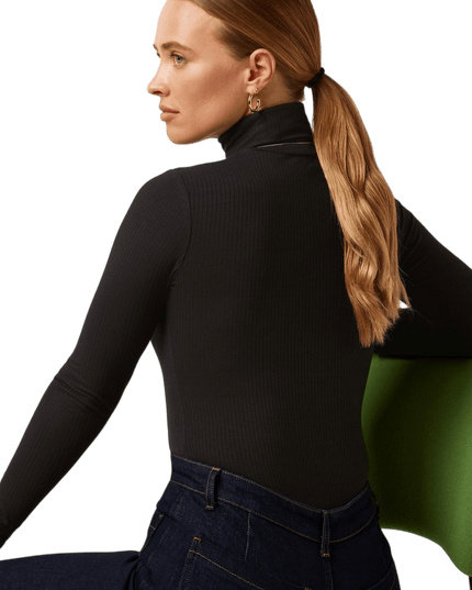 King Louie Rollneck Top Uni Rib Black