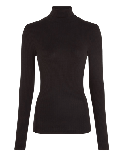 King Louie Rollneck Top Uni Rib Black