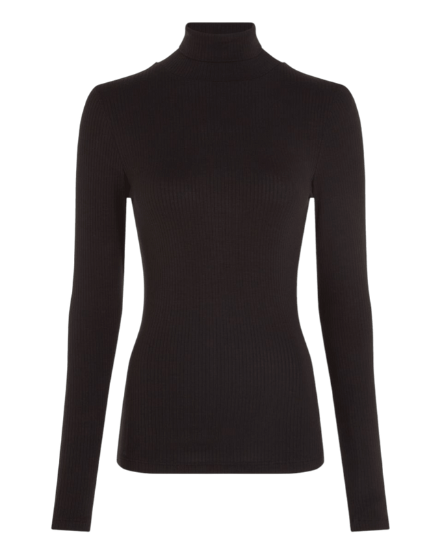 King Louie Rollneck Top Uni Rib Black