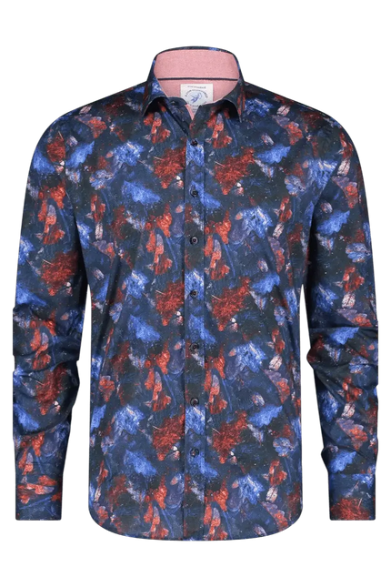 Shirt autumn leaves burgundy - Rok&Billie, The Unique Rebel Boutique
