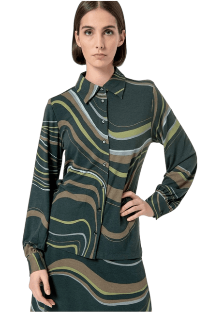 SURKANA stretchblouse lange mouw, goen
