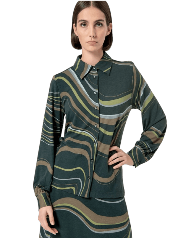 SURKANA stretch blouse long sleeve, green