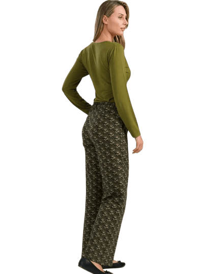 LALAMOUR Sue Trousers Jersey, abstract flower green