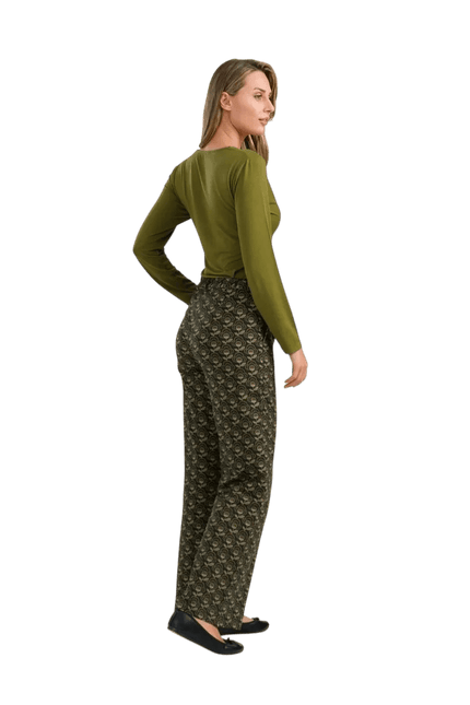 LALAMOUR Sue Trousers Jersey, abstract flower green